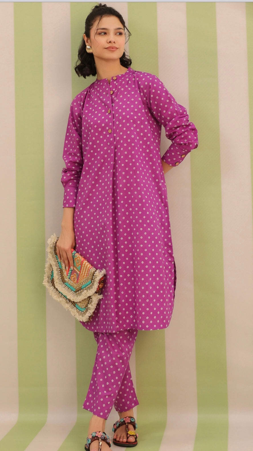 Soft Cotton Lilac Block Print Co-Ord Set