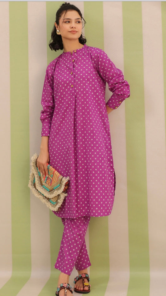 Soft Cotton Lilac Block Print Co-Ord Set