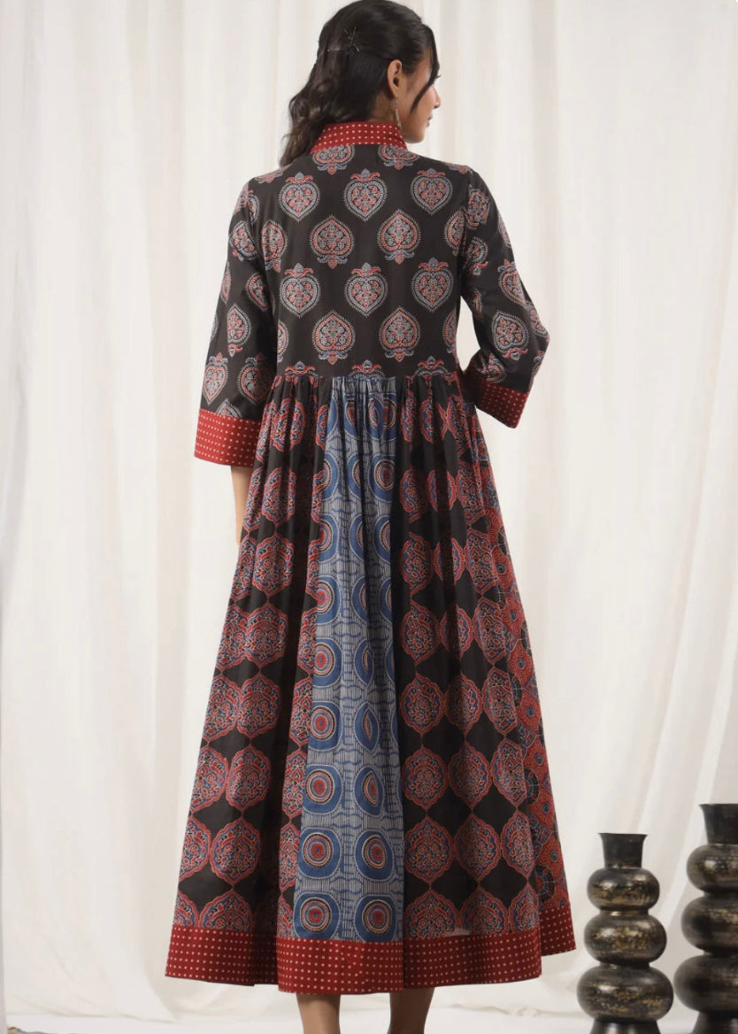 Cotton Ajrakh Print A-line Dress