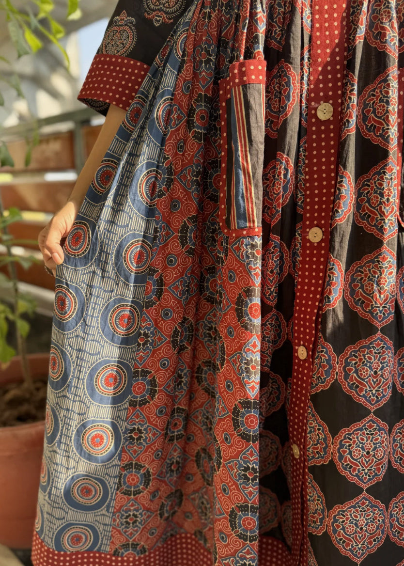 Cotton Ajrakh Print A-line Dress