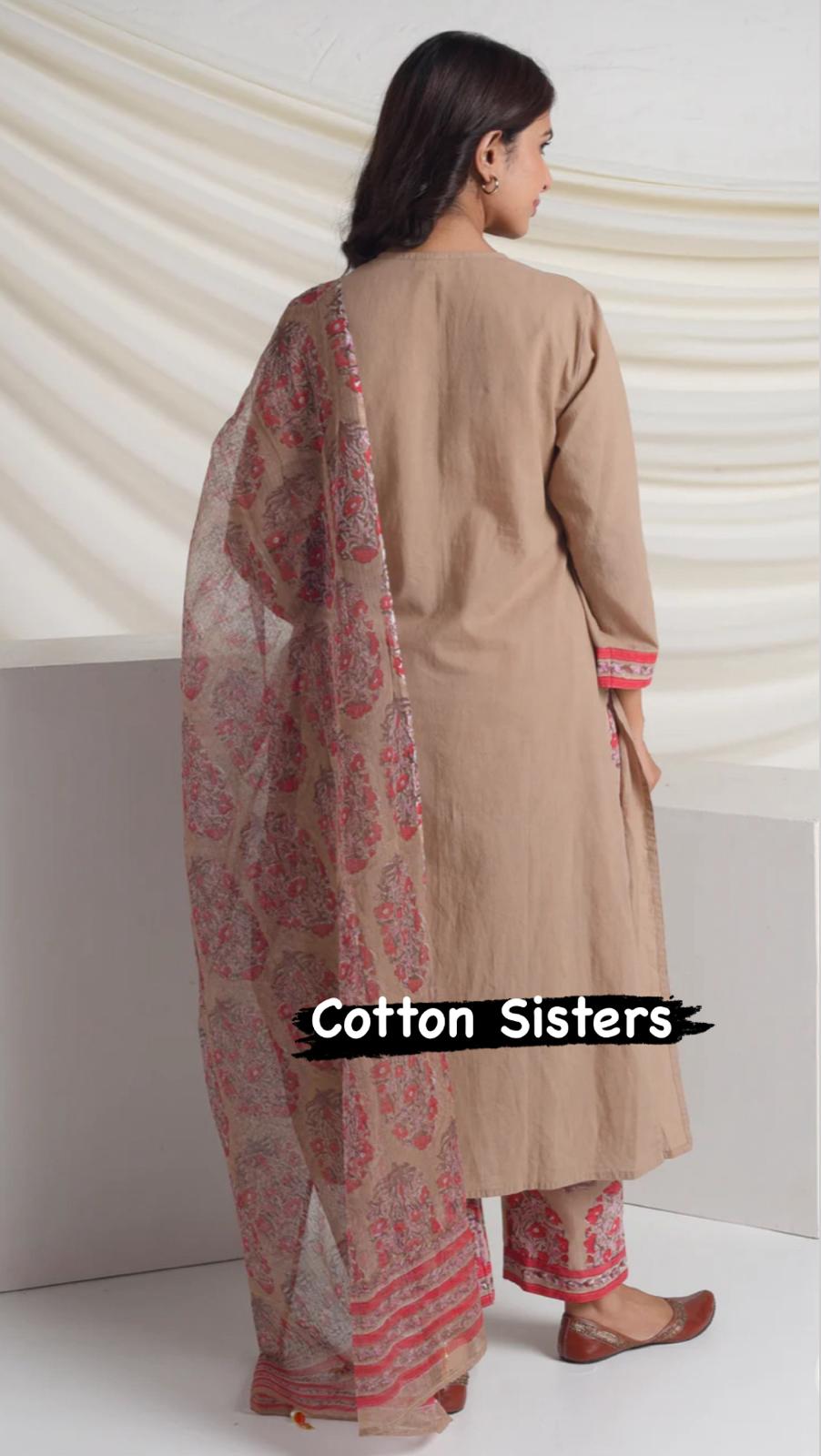 Cotton Light Brown Frock Suit