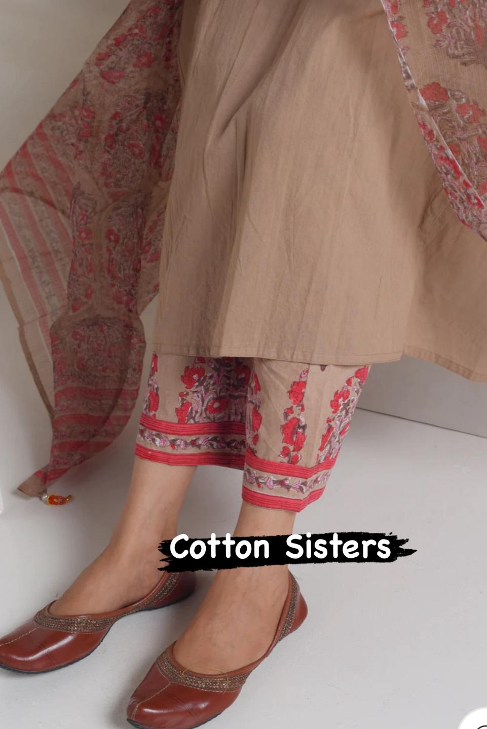 Cotton Light Brown Frock Suit