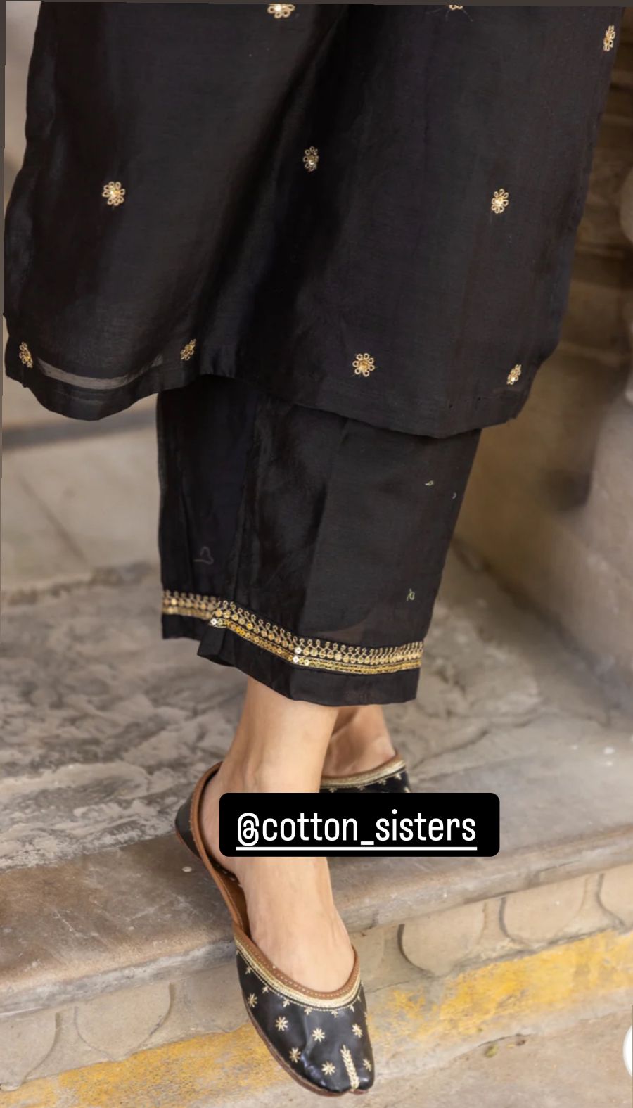 Chanderi Silk Embroidery Black Suit