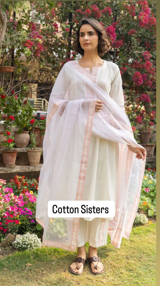 Cotton White/Pink Suit