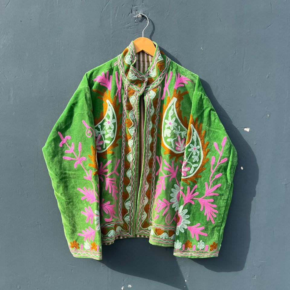 Velvet Green Embroidery Jacket