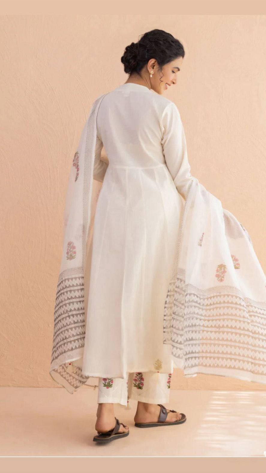 Cotton Ivory Anarkali Suit