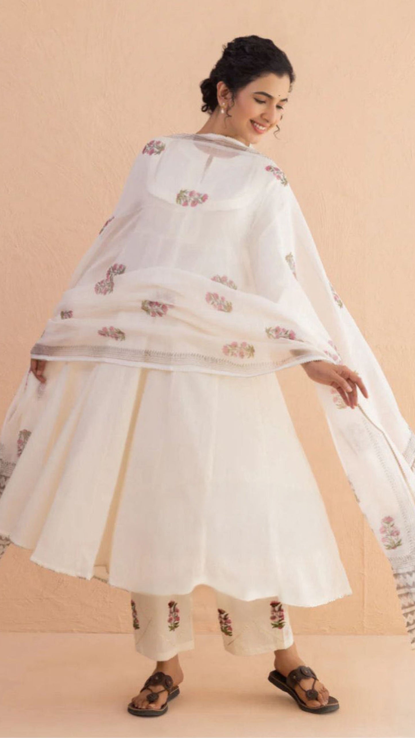 Cotton Ivory Anarkali Suit
