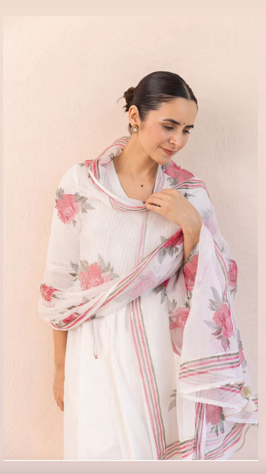 Cotton Ivory Angrakha Kurta Suit