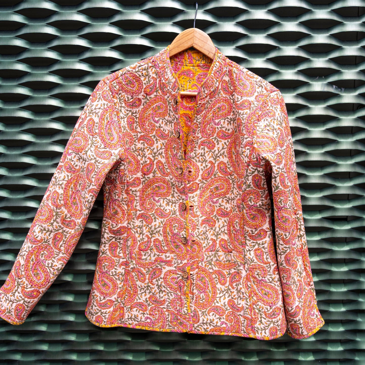 Cotton Reversible Cream/ Yellow and Pink Jacket