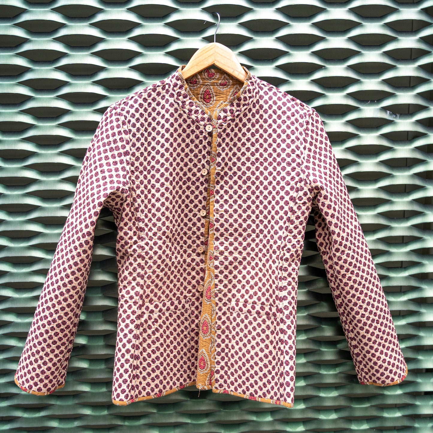 Cotton Reversible Cream/ Dark Red Jacket